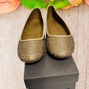 Style & Co. Women’s Angelynn Rhinestone Glitter Ballet Flats 10M Gold